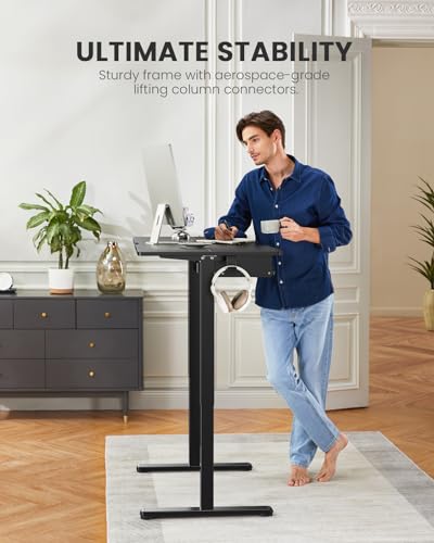 ErGear Large Electric Standing Desk with Keyboard Tray, 63x28 Inches - Black