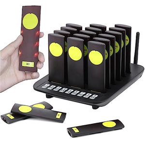 ROLTIN Restaurant Pager System with 20 Pagers+1 Caller, 3000M Range, 3-in-1 Vibration + Beep + Flashing Light, Wireless Queuing Calling System