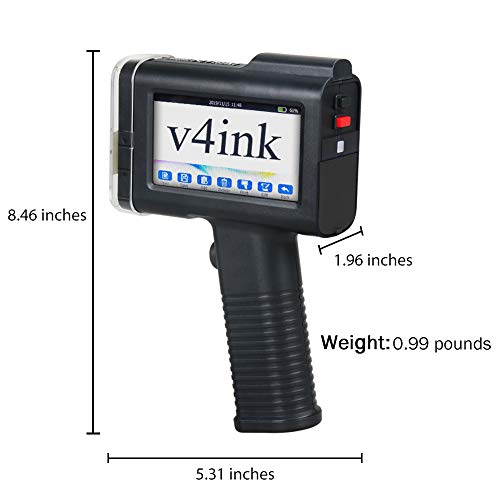 Handheld Printer Labeler Codificator v4ink BT-HH6105B1 with 4.3 Inch HD LED Touch Screen use for QR-Code Barcode UPCA Production Date Logo Batch Number Print on Cartoon Box Wood Paper Canvas