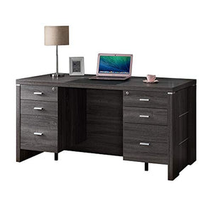 Benzara BM179608 Wooden Desk with Locking Drawers, Gray