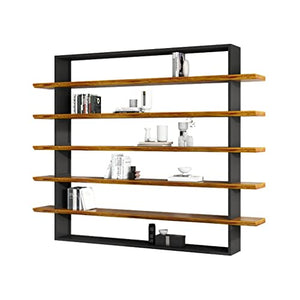 FOTOEV 5-Tier Vintage Industrial Bookshelf with Rustic Wood and Metal - Living Room, Bedroom, Kitchen Display Rack