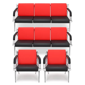 Walmokid Waiting Room Chairs with Armrest, PU Leather Office Furniture - Red&Black, 4