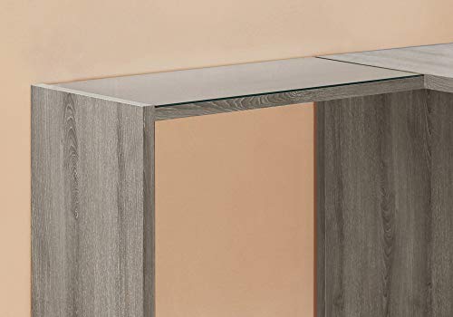 Monarch Specialties I 7138 Dark Taupe Corner with Tempered Glass Computer Desk, 60" L x 55" W x 30" H