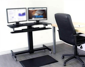 hsmag Mobile Standing Desk with Wheels, Height Adjustable Sit Stand Up Computer Workstation Table - Black