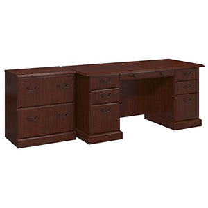kathy ireland Home by Bush Furniture BNT007CS Bennington Manager's Desk and Lateral File Cabinet, Harvest Cherry
