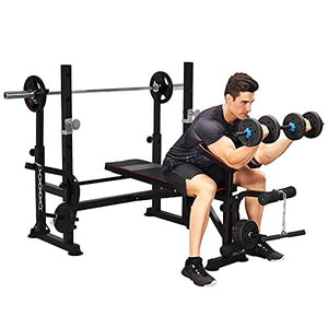 baodanla Olympic Bench Set, Multifunctional Strength Training Fitness Equipment Weightlifting Bed with Squat Rack, Home Gym Workout Fitness Full Body Sit up Bench Exercise Olympic Machine