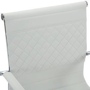 BESTANO Office Guest Chairs Set of 4 - Mid Back Modern PU Leather Desk Chairs, White