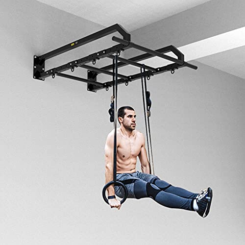 Heavy Duty Pull Up Bar Wall Mounted, Multifunctional Chin Up Bar, Multi Grip Upper Body Workout Bar, Strength Training Equipment for Indoor and Outdoor Use