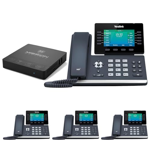 MM MISSION MACHINES Business Phone System Y300: Yealink T54W Phones + Server + 1 Year Phone Service (4 Phone Bundle)