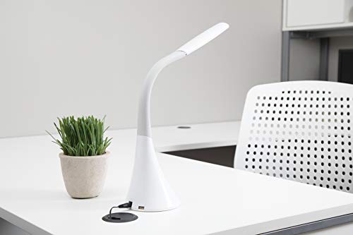 OFM 4010-12PK-WHT LED Desk Lamp with Integrated on/Off Switch and USB Charging Port (Pack of 12), White