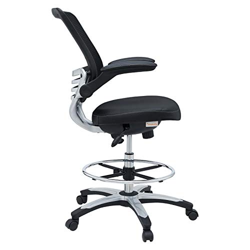 Modway Edge Drafting Chair - Reception Desk Chair - Flip-Up Arm Drafting Chair in Black