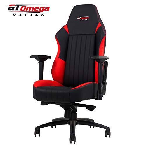 GT OMEGA EVO XL Racing Gaming Chair with Lumbar Support - Heavy Duty Ergonomic Office Desk Chair with 4D Adjustable Armrest & Recliner - PVC Leather Esport Seat for Racing Console - Black & Red