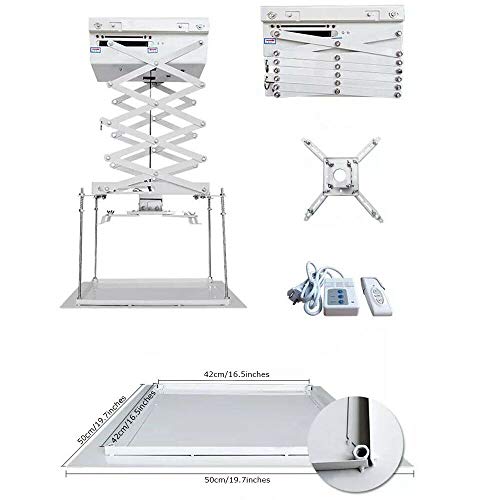INTBUYING Electric Hidden Projector Bracket Motorized Lift Ceiling Projector Mount Hanger Lift with Remote Control 39inch Range