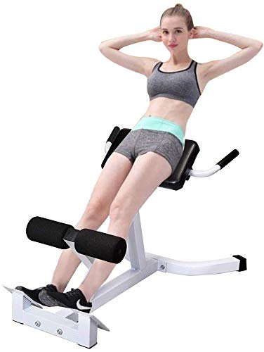 Henf Roman Chair, Hyperextension Bench Adjustable 45 Degree AB Back Abdominal Exercise Sports Machine for Strength Training,White & Black