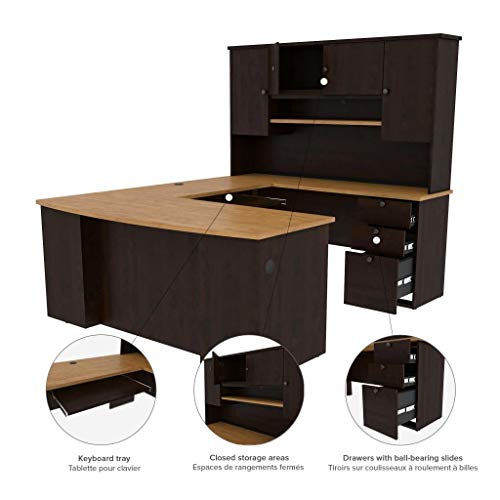 Bestar Manhattan U-Shaped Workstation, Secret Maple/Chocolate