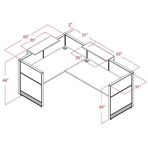 KANSOLE L-Shape Reception Desk with Light Panels