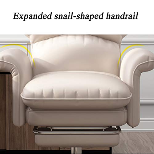 HQBL 360° Swivel Home Office Chair|Reclining and Adjustable Height PU Leather Executive Sofa Seat|with Retractable Footrest and Double Padding|for Study/Desk/Leisure
