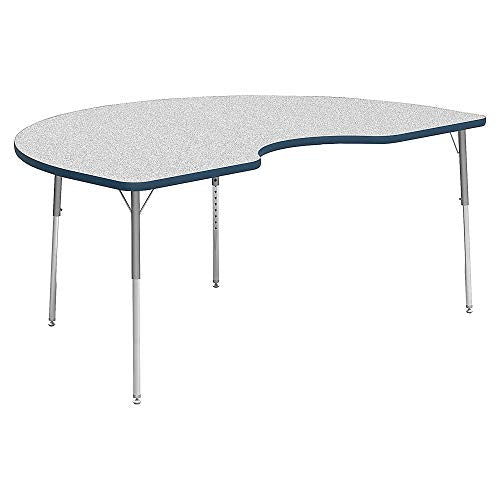 Lorell Classroom Kidney Shaped Activity Tabletop Table Top, Gray Nebula,High Pressure Laminate (HPL),Navy