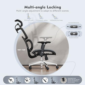 TONFARY Ergonomic Mesh Office Chair with Lumbar Support, Adjustable Headrest, and 4D Armrests