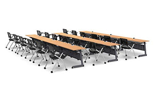 Team Tables Folding Training Meeting Seminar Classroom Tables with Industrial Caster Z-Base - Model 5552 27pc Beech - Power+USB Outlet - Fold+Nest - Seating Included