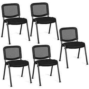 Giantex Set of 5 Conference Chairs with Foot Pads, Executive Lobby Reception Chairs - 5 Pack, Black