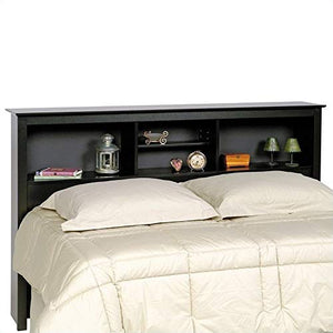 Prepac Sonoma Bookcase Platform Storage Bed with Headboard in Black-Twin - Twin