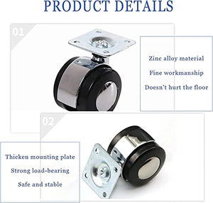 IkiCk Furniture Casters Set - 40mm Industrial Caster Wheels (100kg Load-Bearing)