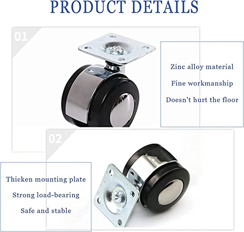 IkiCk Furniture Casters Set - 40mm Industrial Caster Wheels (100kg Load-Bearing)