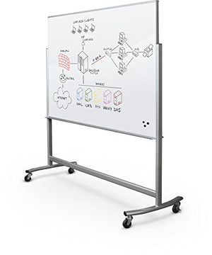 Best-Rite Visionary Move Double Sided Mobile Magnetic Glass Whiteboard Easel, 4x6 Feet, (74951)