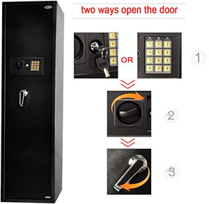 Large Rifle Safe, Long Gun Safe for Rifle Shotgun for Home, Quick Access 5-6 Gun Storage Cabinet (with/Without Scope) with Handgun Lockbox Slient Mode (Keyboard PIN Code)