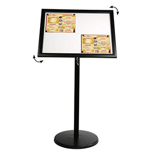 Outdoor Enclosed Advertising Menu Display with Cork Board on Curved Floor Post, Locking, Warranty (22x28, Magnetic)