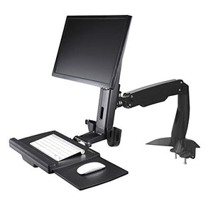 StarTech.com Sit Stand Monitor Arm - Desk Mount Adjustable Sit-Stand Workstation Arm for Single 34" VESA Mount Display - Ergonomic Articulating Standing Desk Converter with Keyboard Tray (ARMSTSCP1)