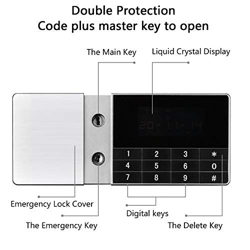 YCGSHOP Digital Security Safe Box, Money Box with Double Safety Key Lock and Password, Special own Interior Lock Box Safe for Home Office - 2.3 Cubic Feet