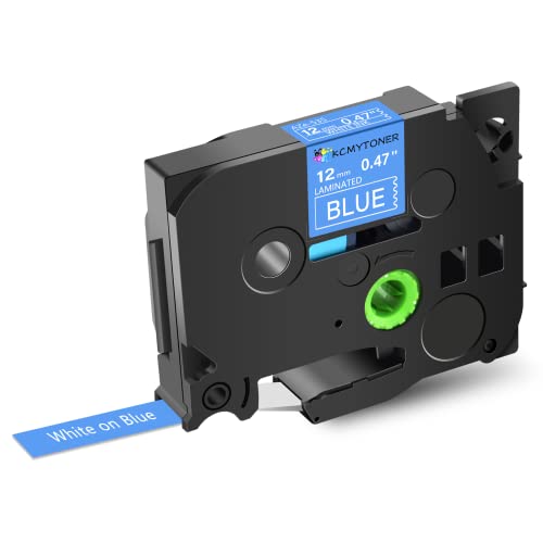 KCMYTONER Label Tape Refills Compatible for Brother P-Touch TZ-535 TZe-535 AZE535 Laminated White on Blue 1/2 Inch 0.47" 12mm for PT-D200 PTD210 D400 D600 PTH100 H110 PT2730 PTP700 PTP710BT, 100 Pack