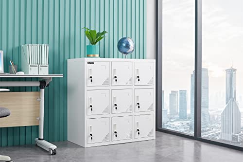 MAYROY Metal Locker Office Storage Organizer - Full White (W9D)
