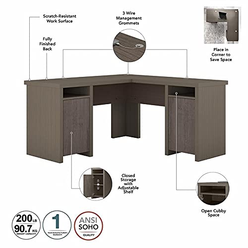 Bush Furniture Bristol L Shaped Desk with File Cabinet and Bookcase in Gray - Engineered Wood