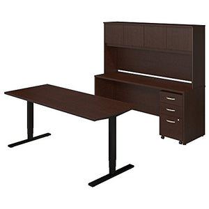 Bush Business Furniture Series C Elite 72W Height Adjustable Standing Desk with Credenza, Hutch and Storage in Mocha Cherry