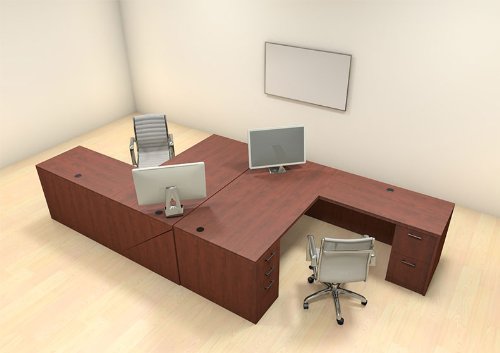 UTM Furniture Modern Executive Office Workstation Desk Set for Two Persons, CH-AMB-F1