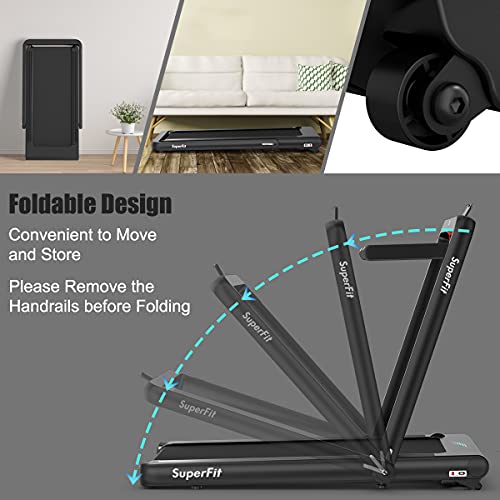 Goplus 2 in 1 Folding Treadmill with Alexa Home, 4.75HP Under Desk Electric Treadmill with APP Control, LED Touch Screen, Bluetooth Speaker and Remote Control, Walking Jogging for Home Office Use