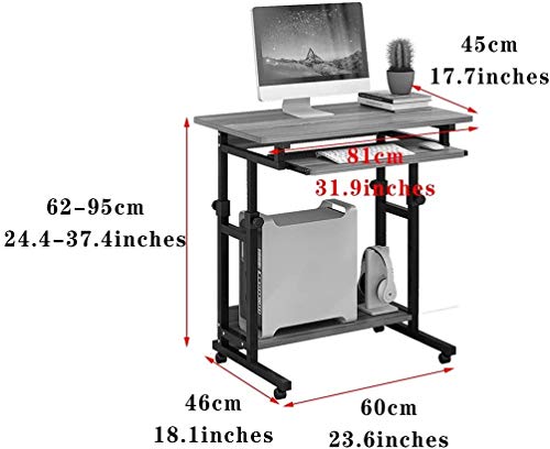 XUERUIGANG Mobile Stand Up Desk, Adjustable Laptop Desk with Wheels Storage Desk Home Office Workstation, Rolling Table Laptop Cart （Black）
