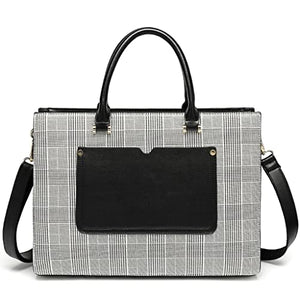KGEZW Women's Briefcase Laptop Leather Bag Portable Business Office Large Capacity Handbags (Color : B, Size : 14.6")