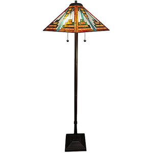 Whse of Tiffany 908#+BB-171 Shay 2-Light Tiffany-Style Floor Lamp, 16", Orange
