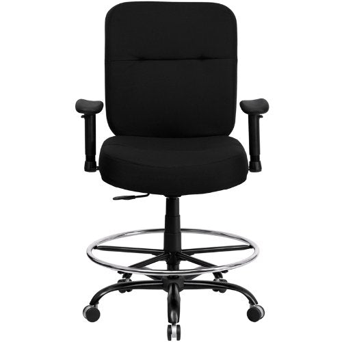 Flash Furniture HERCULES Series Big & Tall 400 lb. Rated Black Fabric Drafting Chair with Adjustable Arms