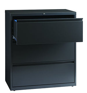 Office Dimensions Commercial Grade 36" Wide 3 Drawer Lateral File Cabinet, Charcoal