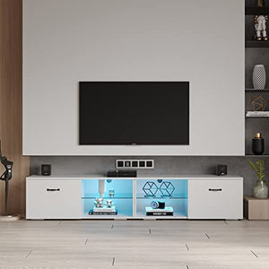 Generic Modern White TV Stand for TVs Up to 80" with Color-Changing LED Light