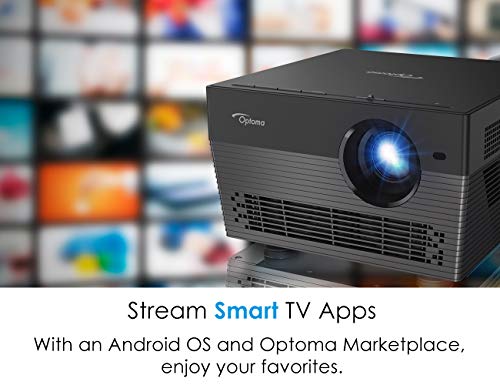 Optoma UHL55 True 4K HDR LED Smart Projector, 1500 lumens, Works with Alexa and Google Assistant, for Home Theaters and Outdoors, AutoFocus, Bluetooth Wireless Speaker