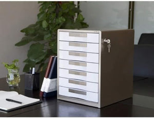 ELODEK 7-Layer Lockable Desktop File Cabinet, Aluminum Alloy, Cosmetic Storage (Size:A)