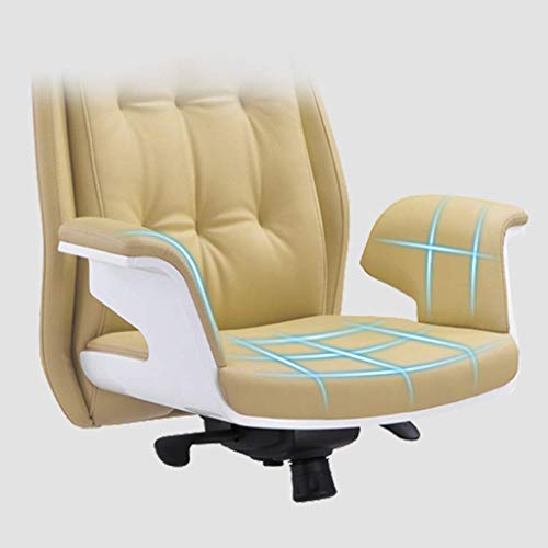 FMOGE Office Desk Chair Simple Boss Chair Office Chair, Leather Conference Computer Chair, Ergonomic Desk Chair, Liftable Reclining Home Chair (Color : Genuine Leather-Black)