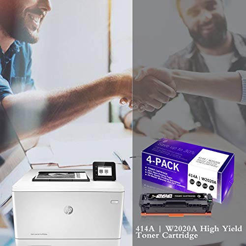 4 Pack W2020A Black Compatible Toner Cartridge Replacement for HP 414A | W2020A to use with Color Pro MFP M479fnw M479fdn M479fdw M454dn M454dw M453-M454 Series Printer Toner