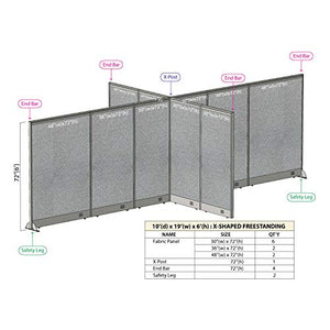 GOF Freestanding X-Shaped Office Partition, Large Fabric Room Divider Panel - 120"D x 228"W x 48"H